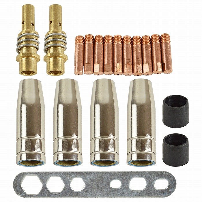 半自動溶接機 ノズル チップ ボディ カラー 消耗品 19点 セット MIG100 MIG130 MIG160 MIG200 銅 補修 汎用 100v 200v拍卖