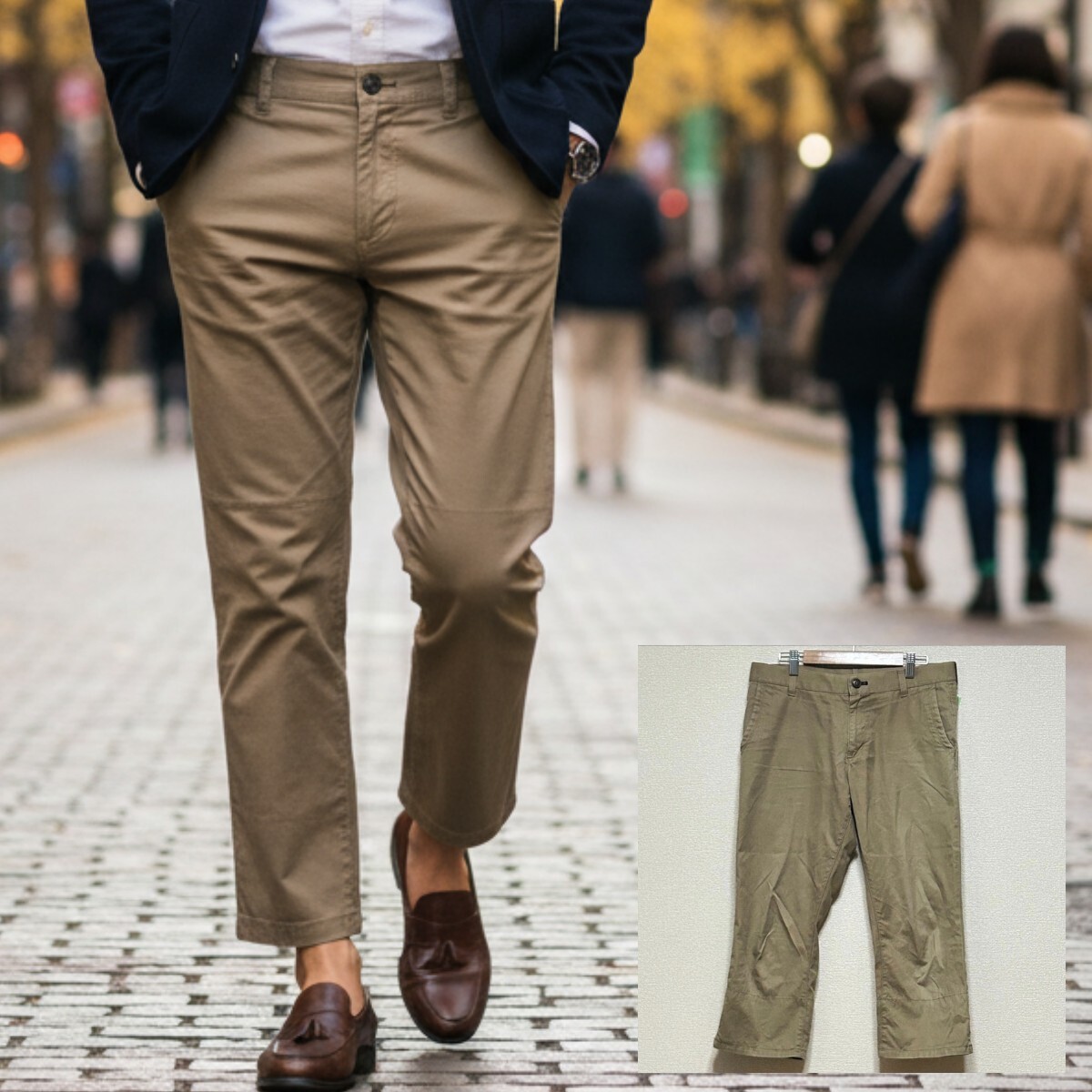 モテ男の代表格!!【MICHEL KLEIN】ミッシェルクラン チノパン クロップド パンツ ロールアップ メンズ ベージュ 46(M相当)/Y23688GG拍卖