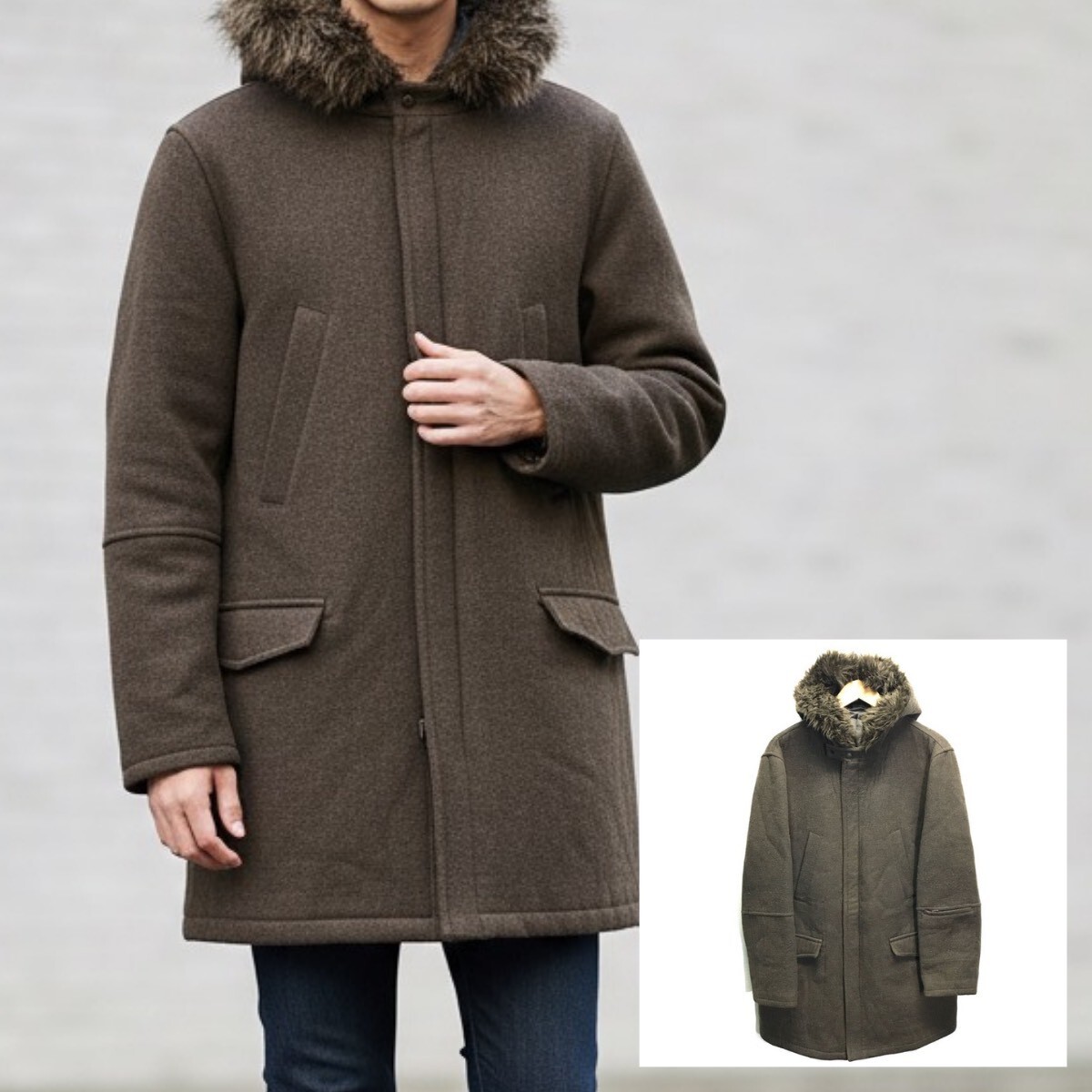 美品◎人気のミドル丈◎【COMME CA ISM】コムサイズム ウール コート 秋冬 ミリタリー モッズ 大人カジュアル 通勤 ブラウン 茶 M/Y24861ik拍卖