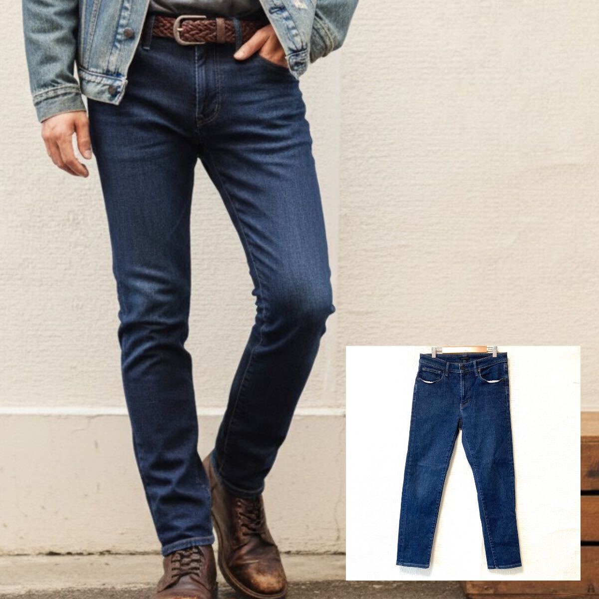 美脚効果◎【UNIQLO】ユニクロ ウルトラストレッチ スキニーフィット ジーンズ デニム パンツ ジーパン インディゴ メンズ W31/Y36834UU拍卖