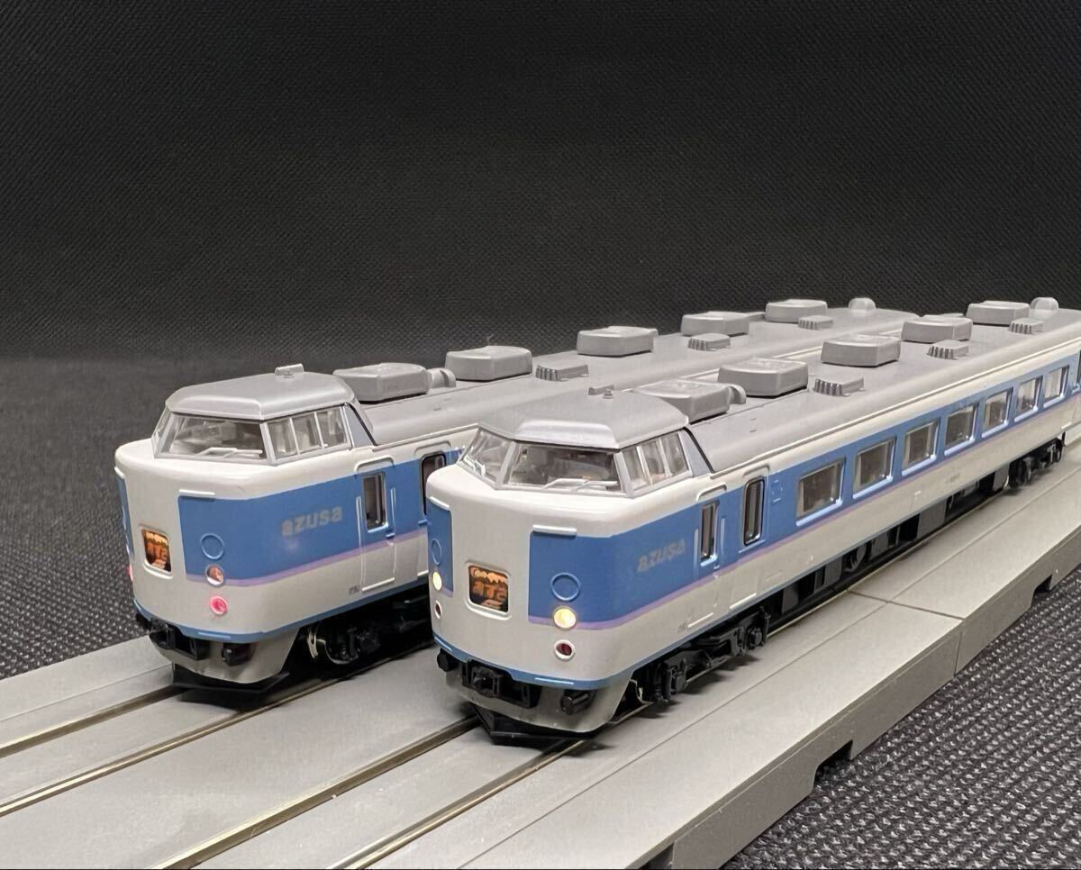 1円スタート KATO 189系特急電車「あずさ」ニューカラー 7両基本セット 10-426 動作確認済み カチョウハウスピタサボ付き 4両分ピタサボ付拍卖