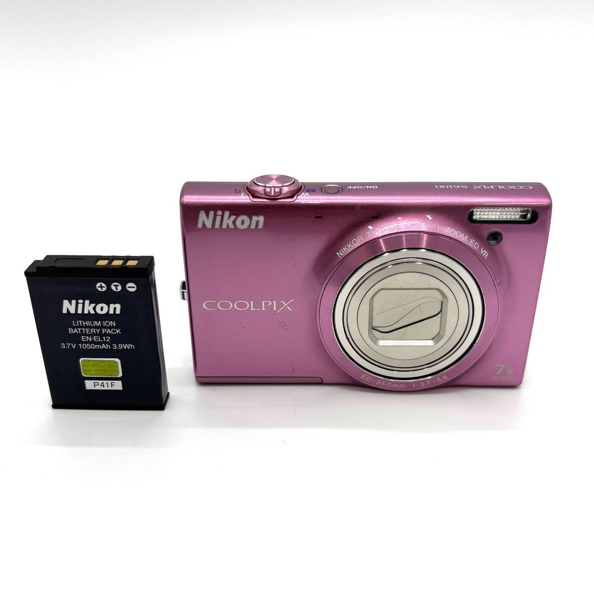 Nikon ニコン COOLPIX S6100 コンパクトデジタルカメラ デジカメ コンデジ ピンク バッテリー付き 簡易動作確認済み 中古品【5665】拍卖