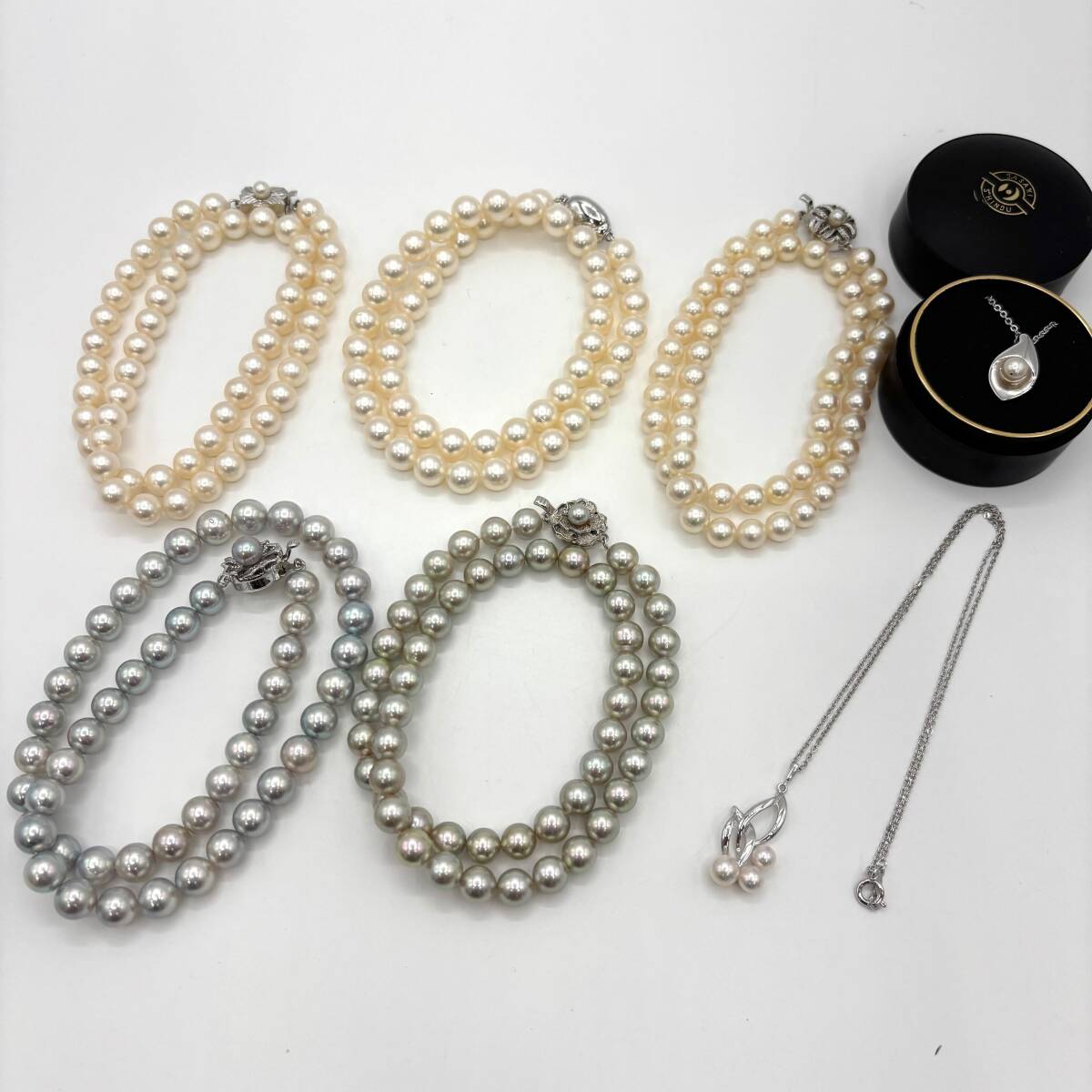 パール アクセサリー おまとめ 総重量202.2g 真珠 あこや ネックレス TASAKI タサキ MIKIMOTO ミキモト SV925 グレー ホワイト拍卖