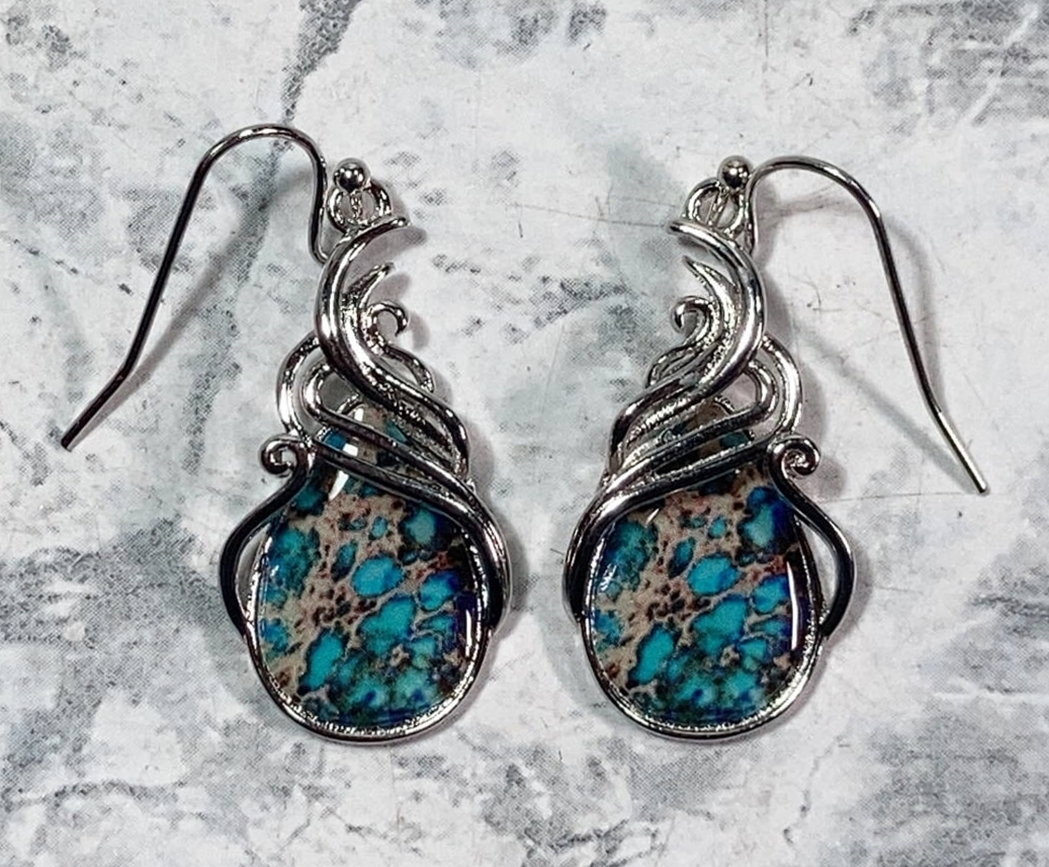 ◆同梱発送可◆「碧のマーブル ピアス 左右セット」fire_sale 【タグ:アクセサリー】拍卖