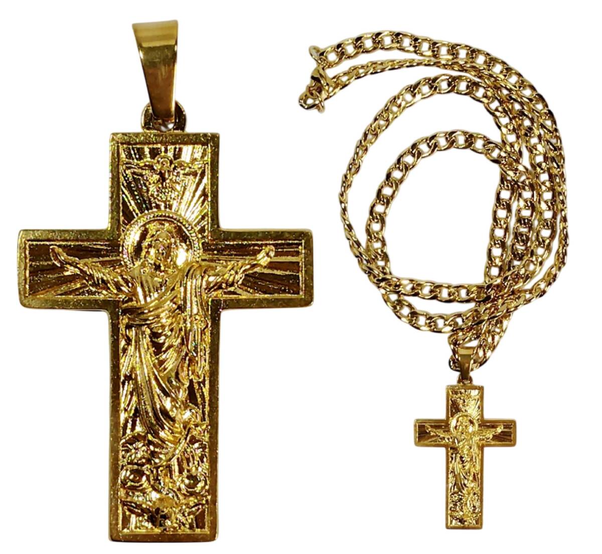 ◆同梱発送可◆「十字架/クロス/ネックレス イエス・キリスト メタル製 ゴールド」fire_sale 【タグ:アクセサリー】拍卖