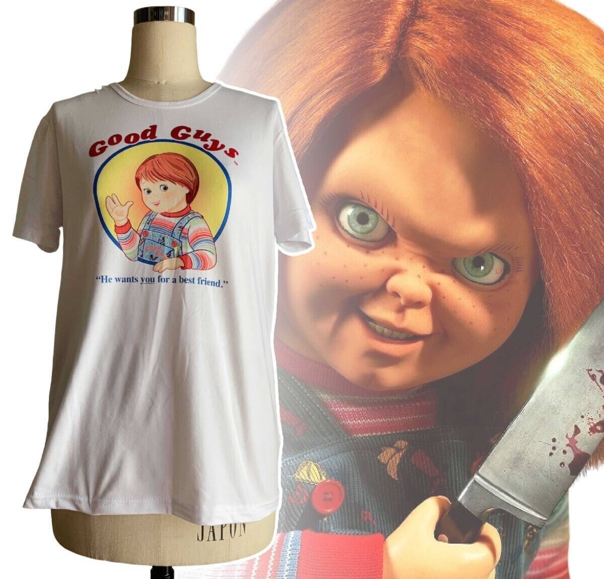 ◆同梱発送可◆「チャイルド・プレイ チャッキー/グッドガイ人形 Tシャツ Mサイズ」jo-dbfire_sale 【タグ:映画、アクセサリー】拍卖