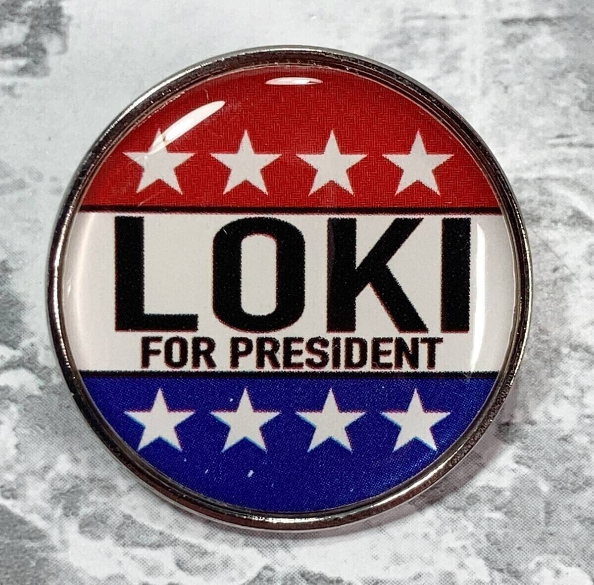 ◆同梱発送可◆「ロキ/LOKI/トム・ヒドルストン アベンジャーズ/マイティ・ソー ピンバッジ ロキを大統領に」fire_sale 【タグ:映画】拍卖