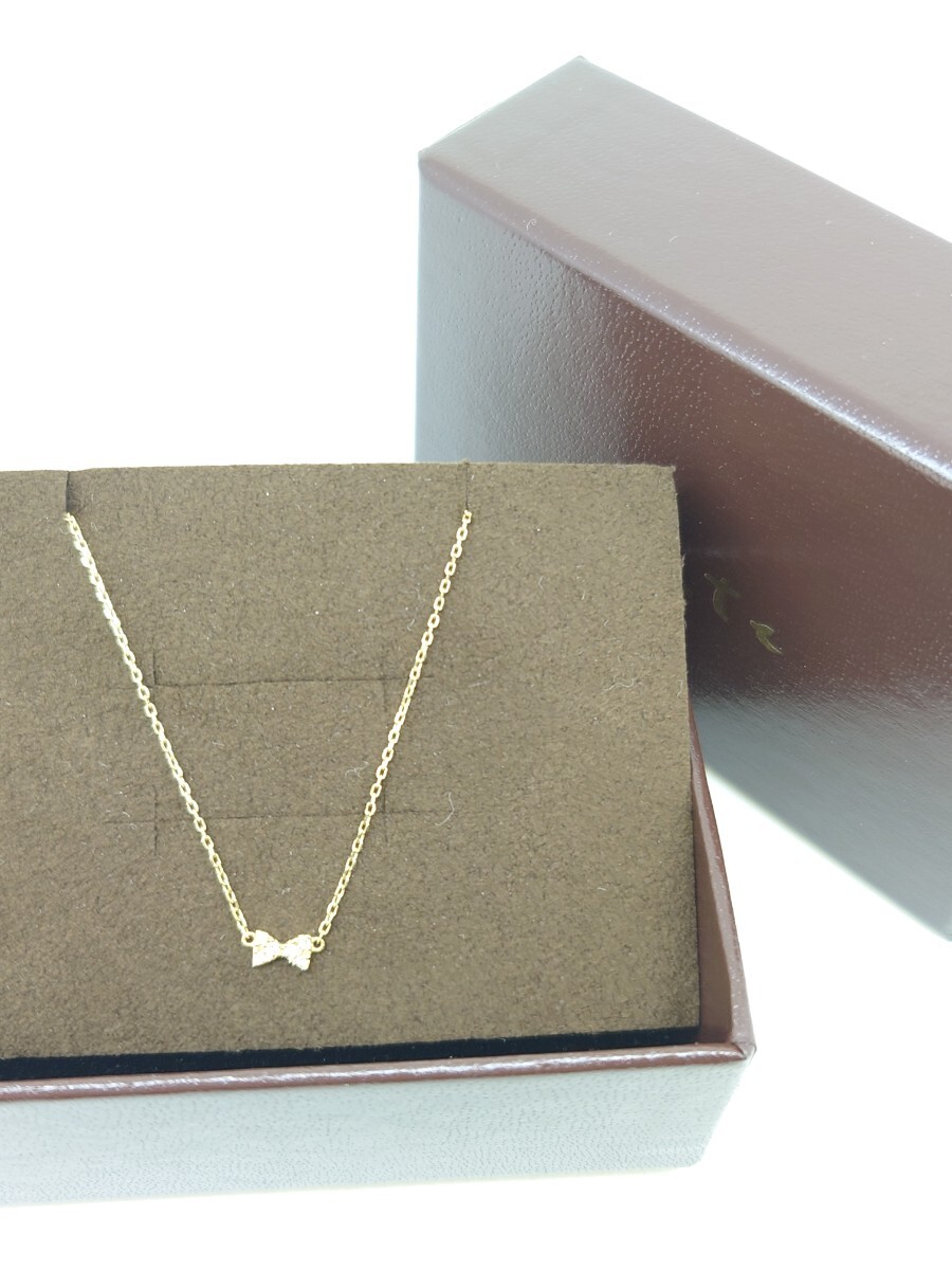 agete アガット リボン ダイヤモンド ネックレス 0.03拍卖