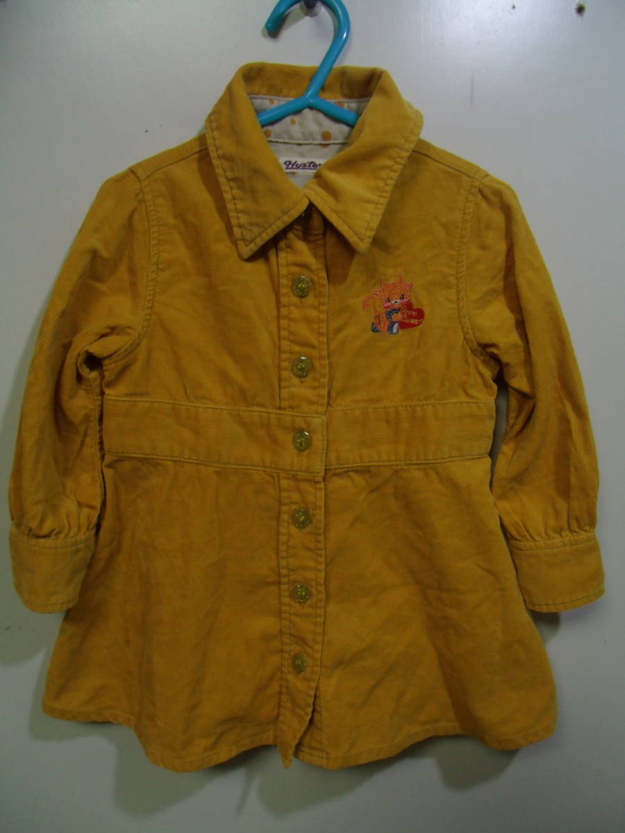 全国送料無料 ヒステリック HYSTERIC リトルアンデルセン製 子供服キッズベビー女の子 オレンジ色コーデュロイ長袖ワンピース 80 着丈45cm拍卖