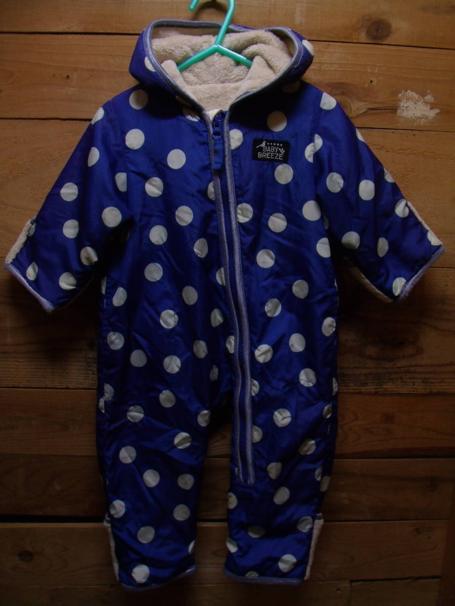 全国送料無料 ブリーズ BREEZE F.O.インター製子供服キッズベビードット柄裏ボア素材防寒用カバーオール オールインワン 70拍卖