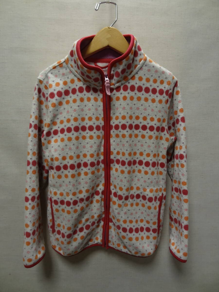 全国送料無料 ユニクロ UNIQLO 子供服キッズ女の子 水玉柄 フリース ハイネック ジップアップ ジャケット アウター 140拍卖