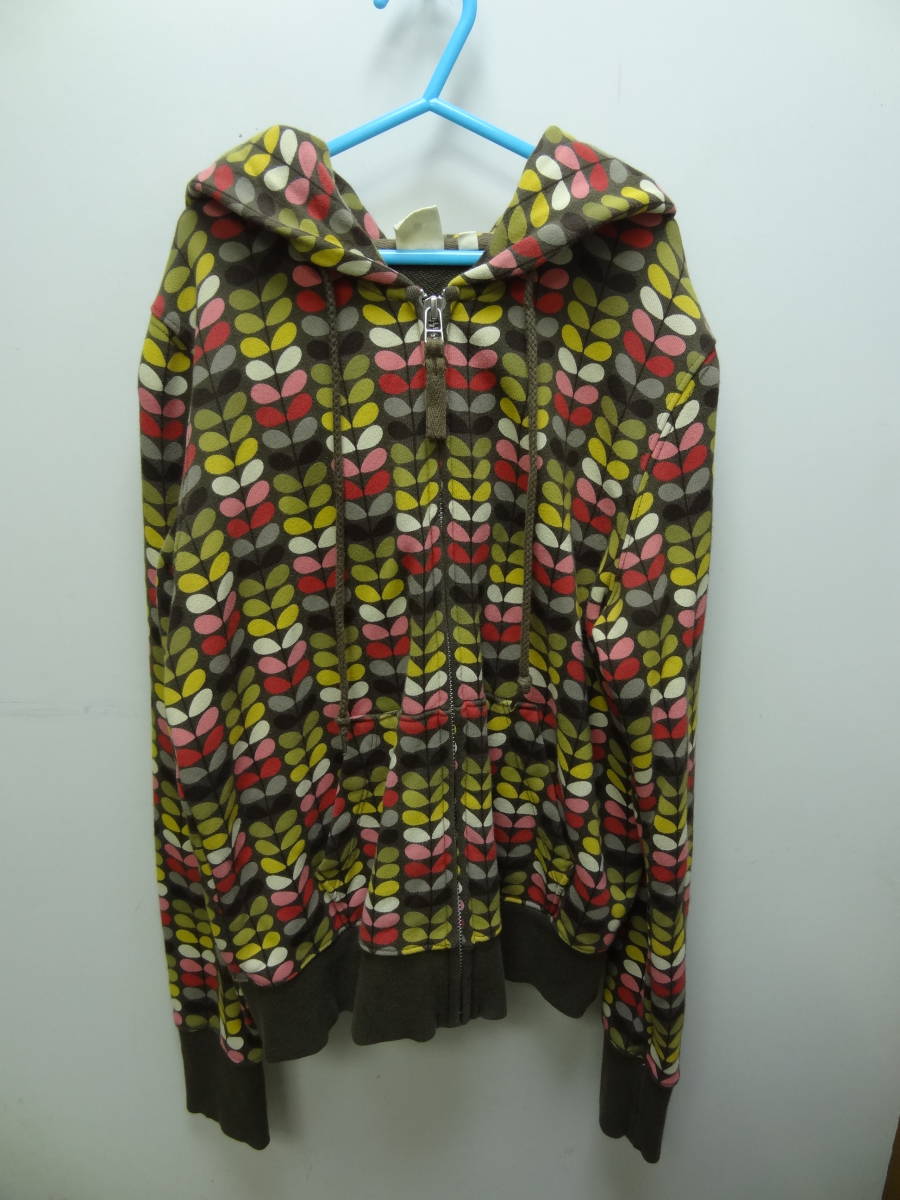 全国送料無料 レア!!ユニクロ UNIQLO & オーラ・カイリー Orla Kiely レディース リーフ総柄 ジップアップスウェットパーカー Sサイズ拍卖