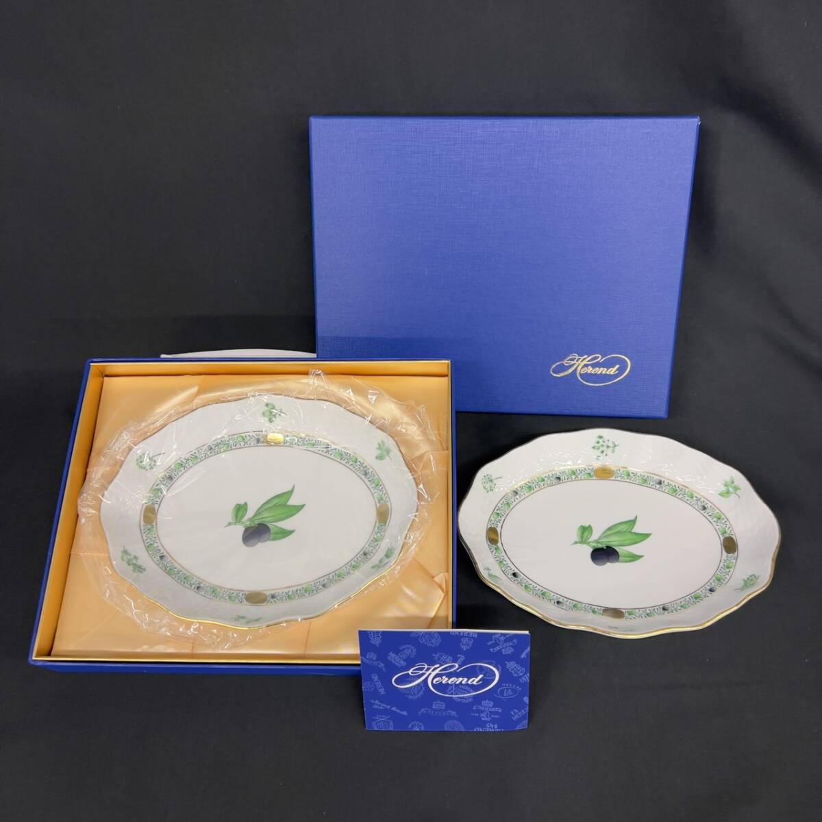 25名/A013009-4/IK4000/S113-332/【名古屋】HEREND ヘレンド アピシウスのハーブ ディッシュ プレート 2枚セット 皿拍卖