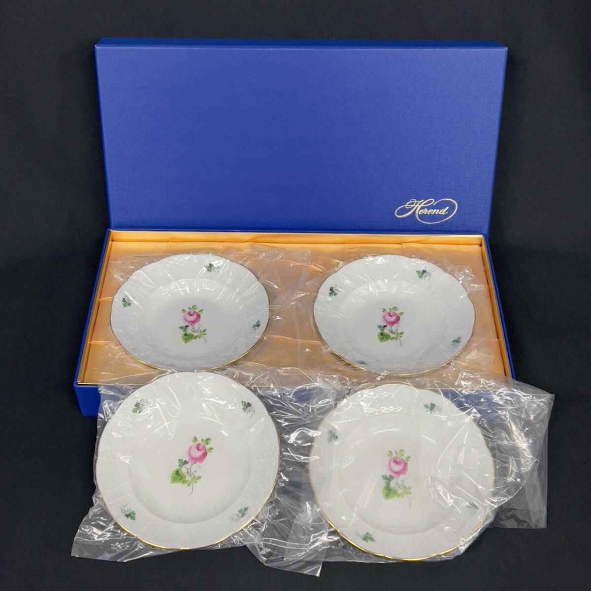 25名/A013009-6/IK10000/S113-333/【名古屋】HEREND ヘレンド ウィーンの薔薇 プレート 皿 4枚セット拍卖