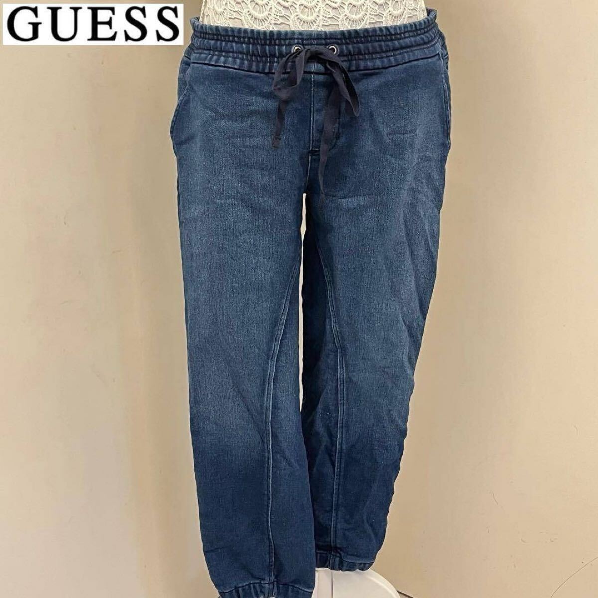 GUESS ゲス メンズ 海外古着/輸入古着 デニムパンツ ジョガーパンツ 30/Mサイズ相当 足首ゴム入りパンツ/ウエストゴム入り Gパン拍卖