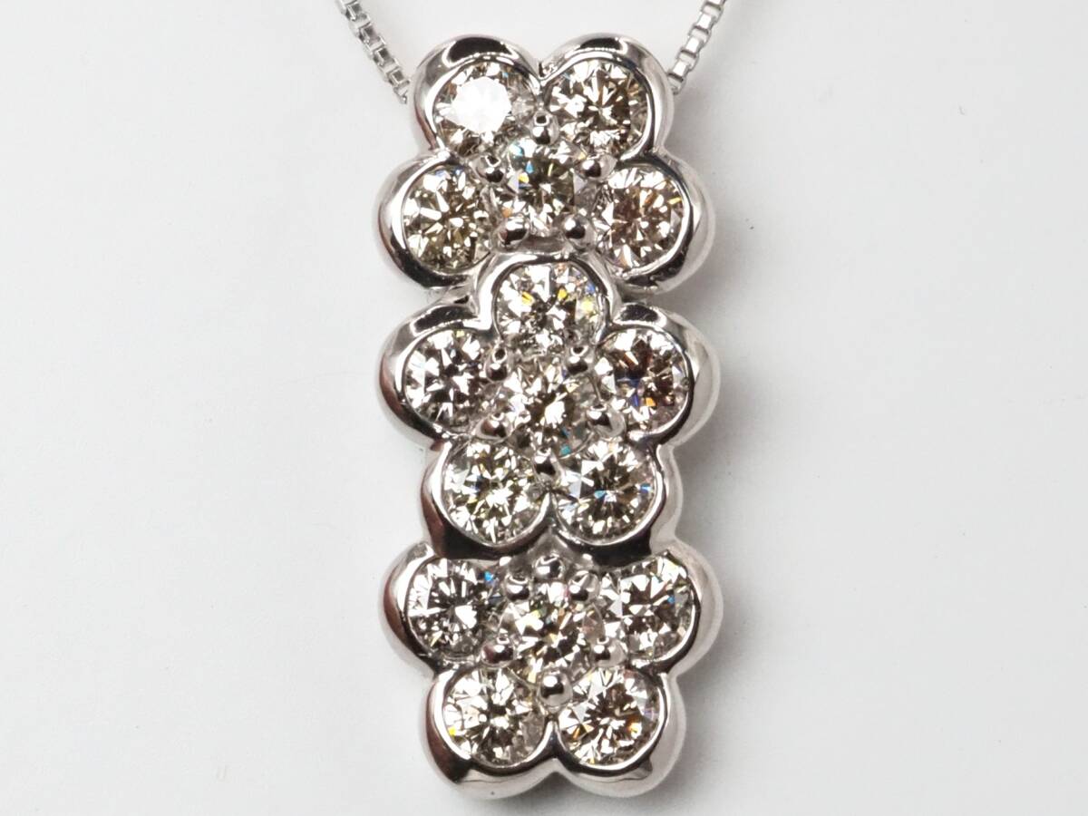 【8396M】Pt900/Pt850 天然ダイヤモンド 1.00ct/4.6g ネックレス拍卖