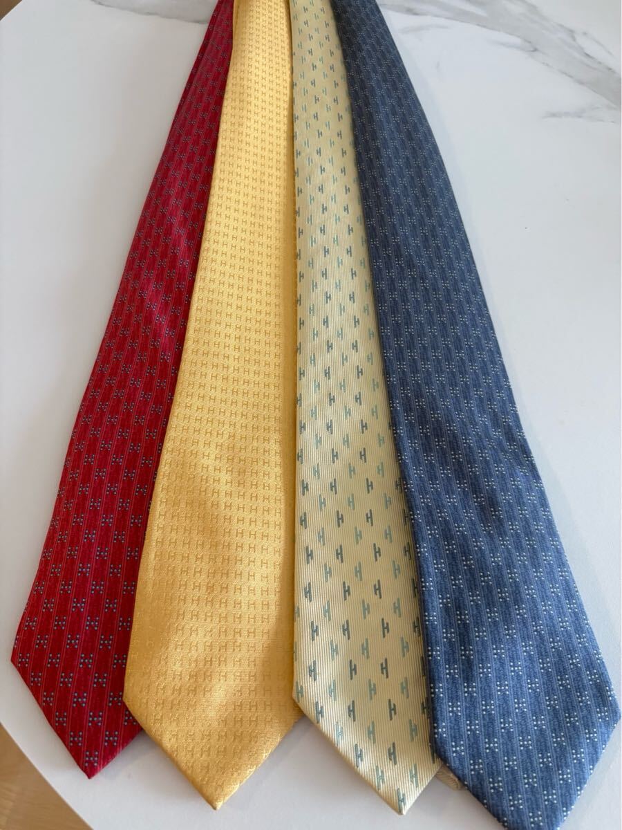 ☆HERMES☆ エルメス ネクタイ 4色アソート Hロゴ特集 送料込拍卖