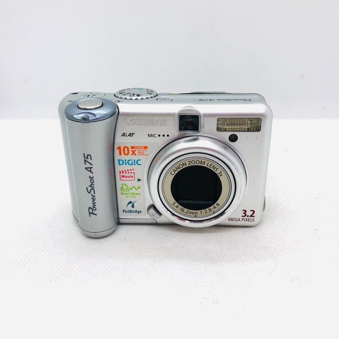 本体極美品 取説/付属品全て有 人気の Canon POWER SHOT A75 キャノンパワーショット シナジーデジタルカメラ 単3電池 x 4 ジャンク拍卖