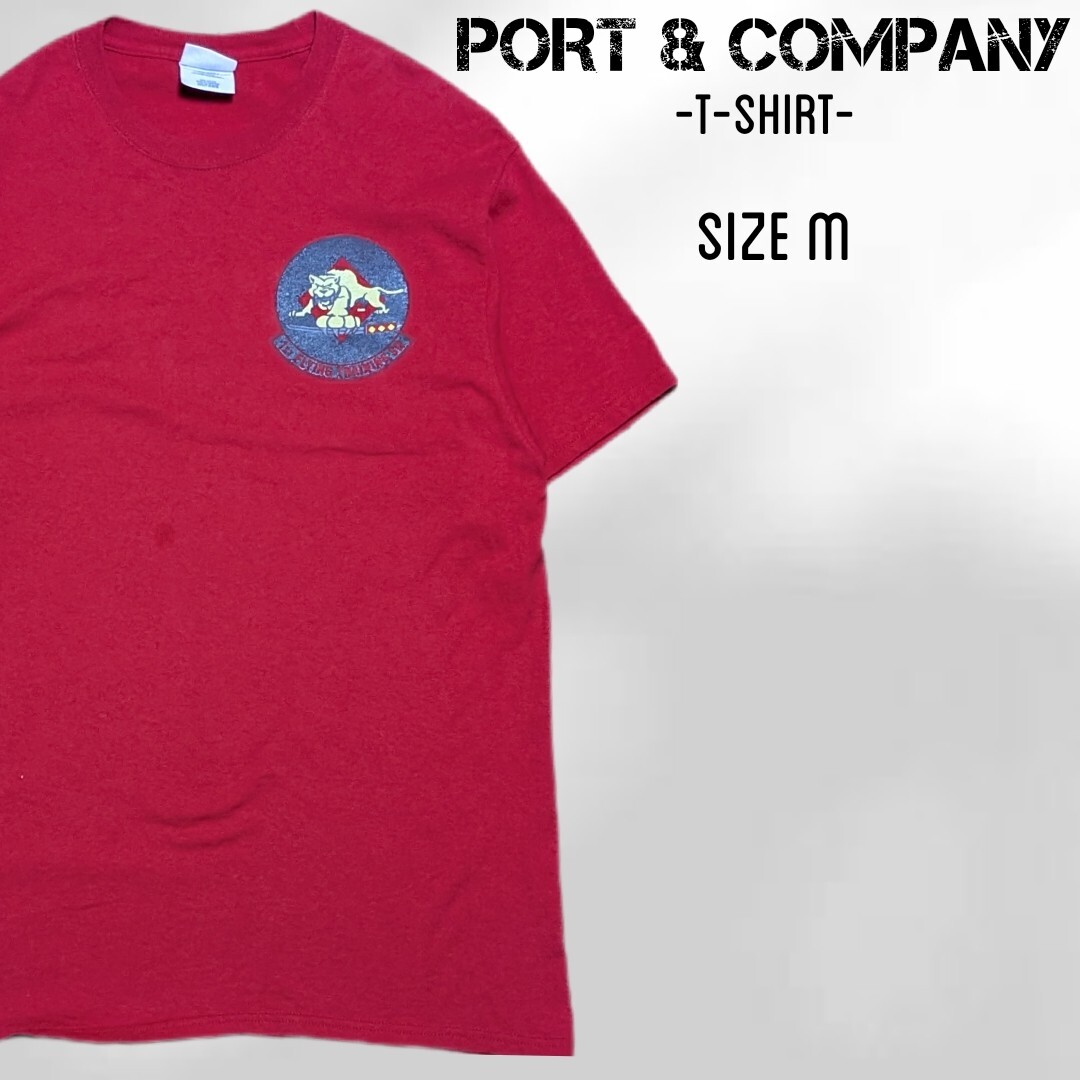 PORT and COMPANY Tシャツ 半袖Tシャツ M レッド 古着 赤拍卖