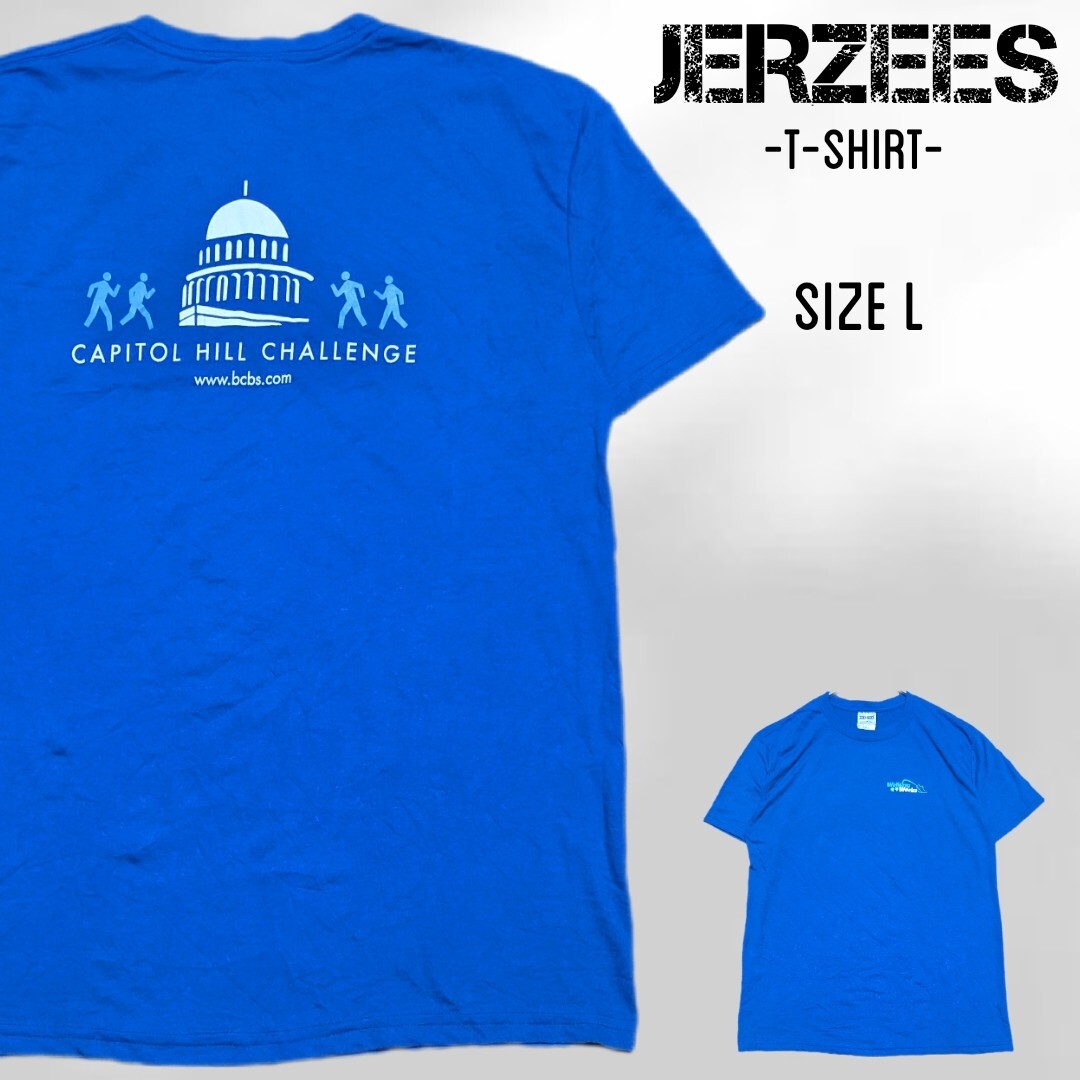 JERZEES ジャージーズ 半袖 Tシャツ Lサイズ ブルー walking works bcbs プリント Tシャツ拍卖