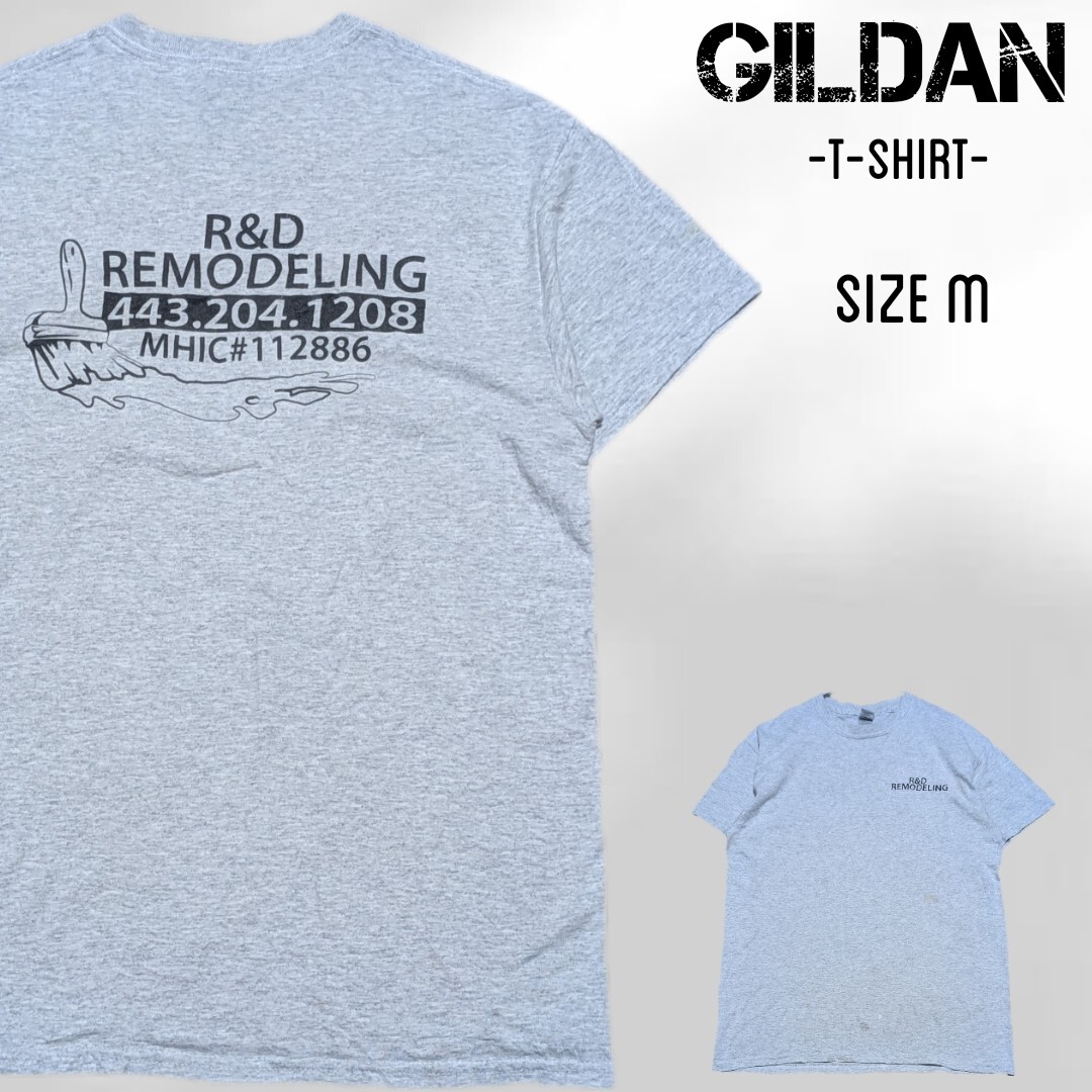 GILDAN ギルダン 半袖 Tシャツ M グレー 半袖Tシャツ 両面プリント 企業Tシャツ 企業物拍卖