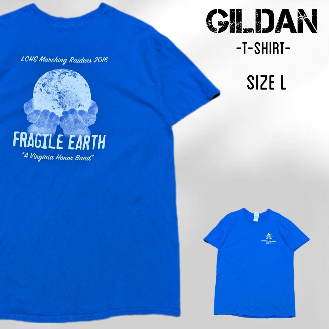 GILDAN ギルダン LCHS MARCHING RAIDERS 半袖 Tシャツ L ブルー  半袖Tシャツ拍卖
