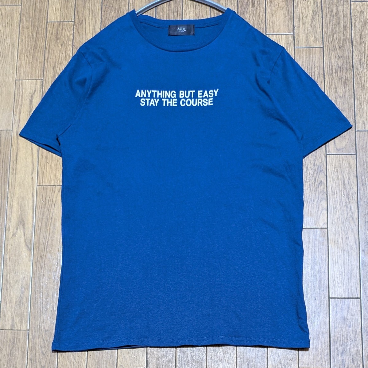 AZUL by moussy アズールバイマウジー 半袖 Tシャツ L ネイビー 半袖Tシャツ ロゴ カットソー拍卖