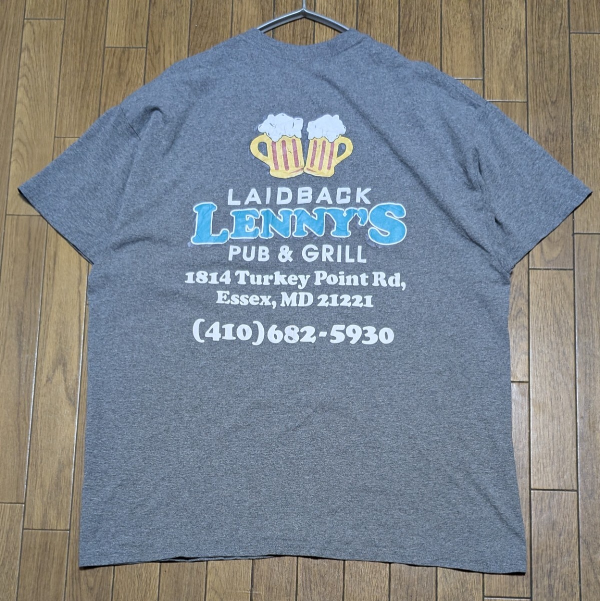 LAIDBACK LENNY'S Pub & Grill 半袖 Tシャツ グレー 両面プリント拍卖