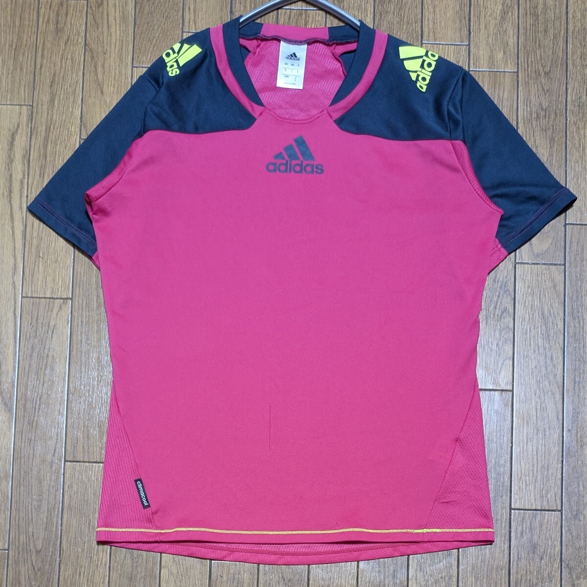 adidas アディダス 半袖 Tシャツ トレーニングウェア ドライ L ピンク ゲームシャツ プラクティスシャツ プラシャツ ドライウェア拍卖