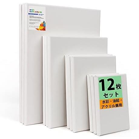 サイズ: 12枚セット YTOPRO キャンバス 12枚入 木枠 油絵 張りキャンバス 画材 キャンバスボード 水彩画・油絵画・アクリル絵兼用カンバス拍卖