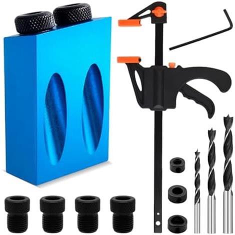 MUFUSHAN 15度斜め ポケットホールジグ 木工用ガイド斜め穴ポジショナ 15度の角度 ドリルガイド ポケットホールジグ 木工斜め穴ロケーター拍卖