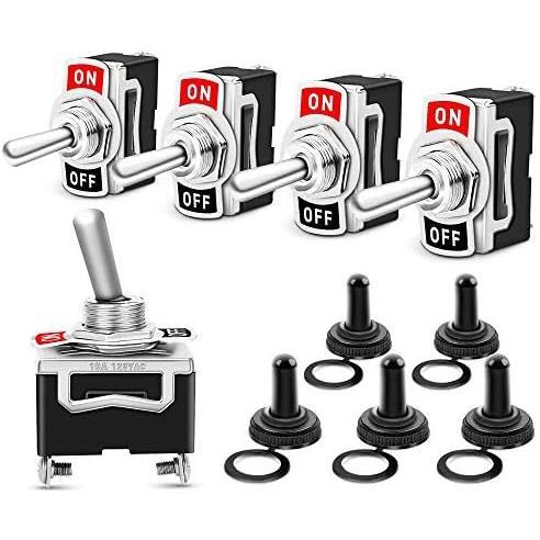 GTIWUNG トグルスイッチ防水 キャップ 付 1回路2接点 フリックスイッチ シングルジョイント トグルスイッチ AC125V 10A / AC250V 6A、2ピン拍卖