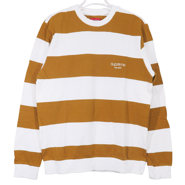 SUPREME シュプリーム 16SS STRIPED PIQUE CREWNECK ストライプ ピケ クルーネック ロングスリーブ Tシャツ ロンT 長袖 ボーダー Octk拍卖