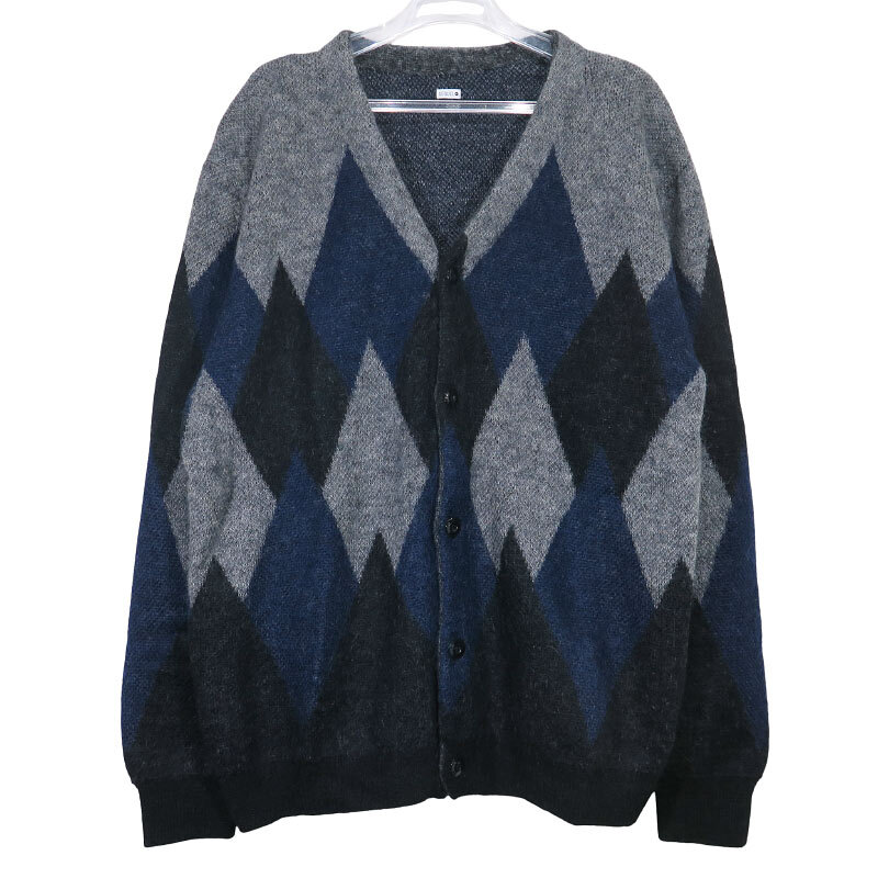SEQUEL シークエル MOHAIR CARDIGAN モヘア カーディガン ブラック トップス サイズXL アーガイル Octk拍卖