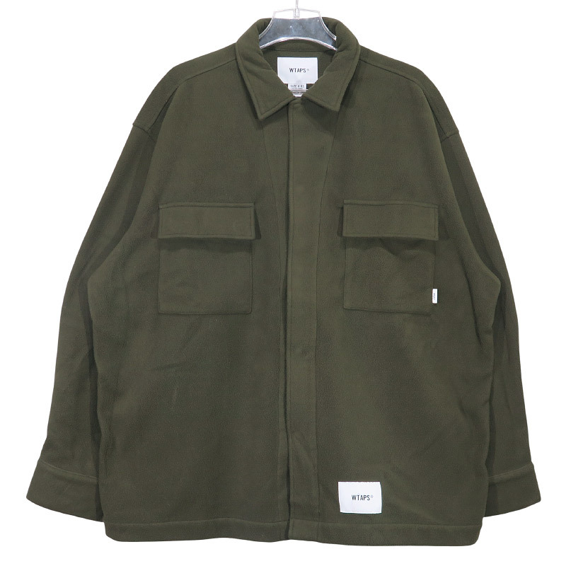 WTAPS ダブルタップス OBJ/LS/POLY.FLEECE 242TQDT-SHM05 ロングスリーブ フリース シャツ オリーブドラブ 長袖 サイズ03(L) Octk拍卖