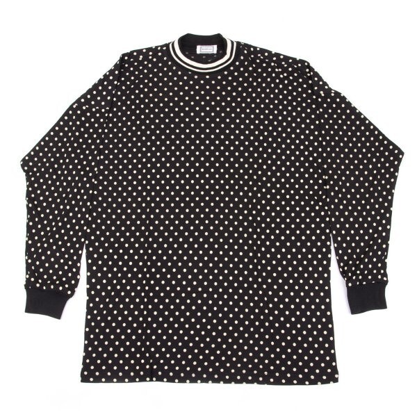 ジャンニヴェルサーチGIANNI VERSACE レーヨンコットンドットプリントカットソー 黒アイボリー46拍卖