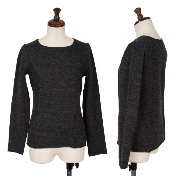 バーバリーブルーレーベルBURBERRY BLUE LABEL ウール切替ニットセーター チャコールグレーM拍卖