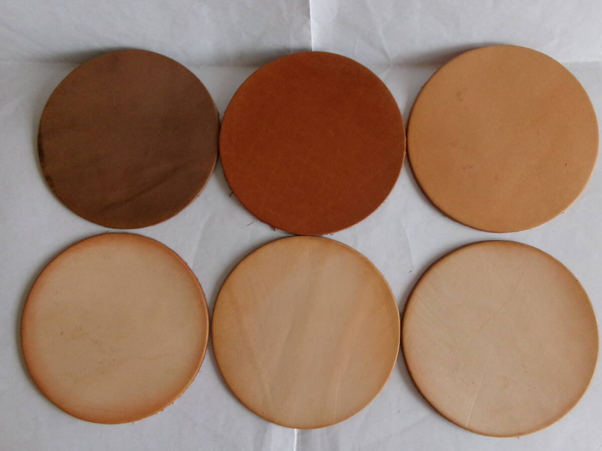 未使用品 革製 コースター レザー 4色6枚 リメイクにも拍卖