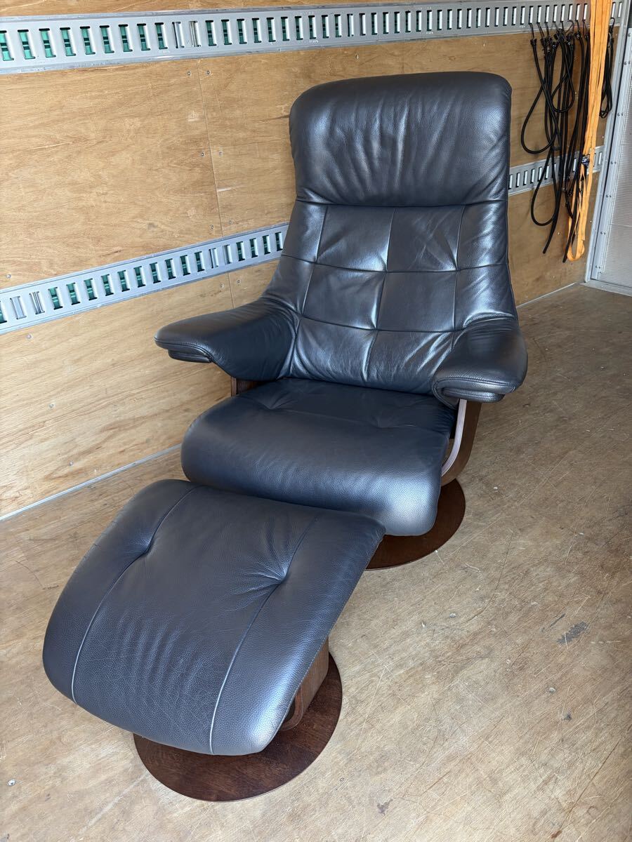 中古品☆カリモク ザ・ファースト パーソナルチェア オットマン RU72 RU02 1Pソファ リクライニングチェア karimoku 家財便A,D 手渡し可能拍卖