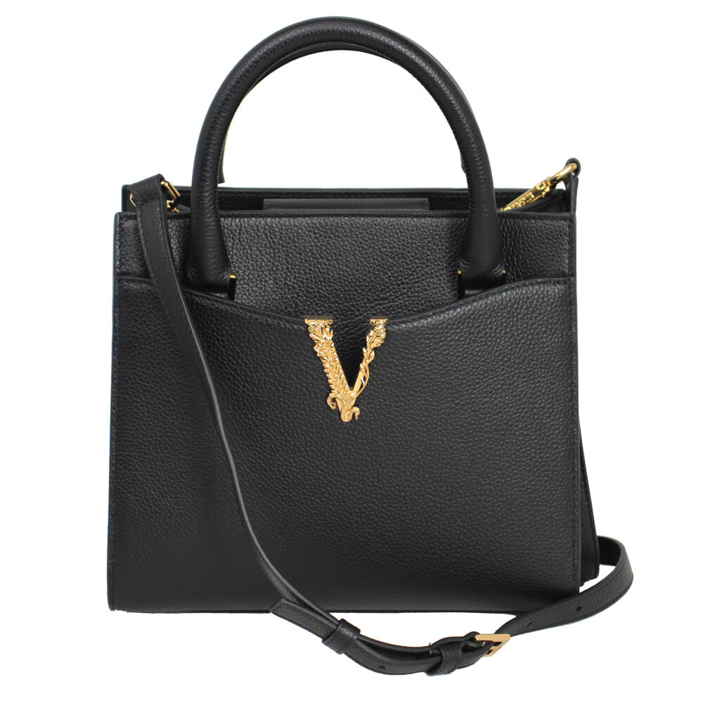 ヴェルサーチ バッグ レディース VERSACE ハンド/ショルダーバッグ 2WAY ヴィルトゥス レザー ブラック 1005960 1A04093 1B00V拍卖