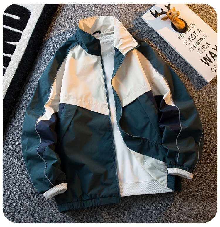 メンズ ジャケット 新作 スポーツ スタジャン ブルゾン アウター おしゃれ シンプル 20代 30代 40代 防風 普段着 外出着 緑M拍卖