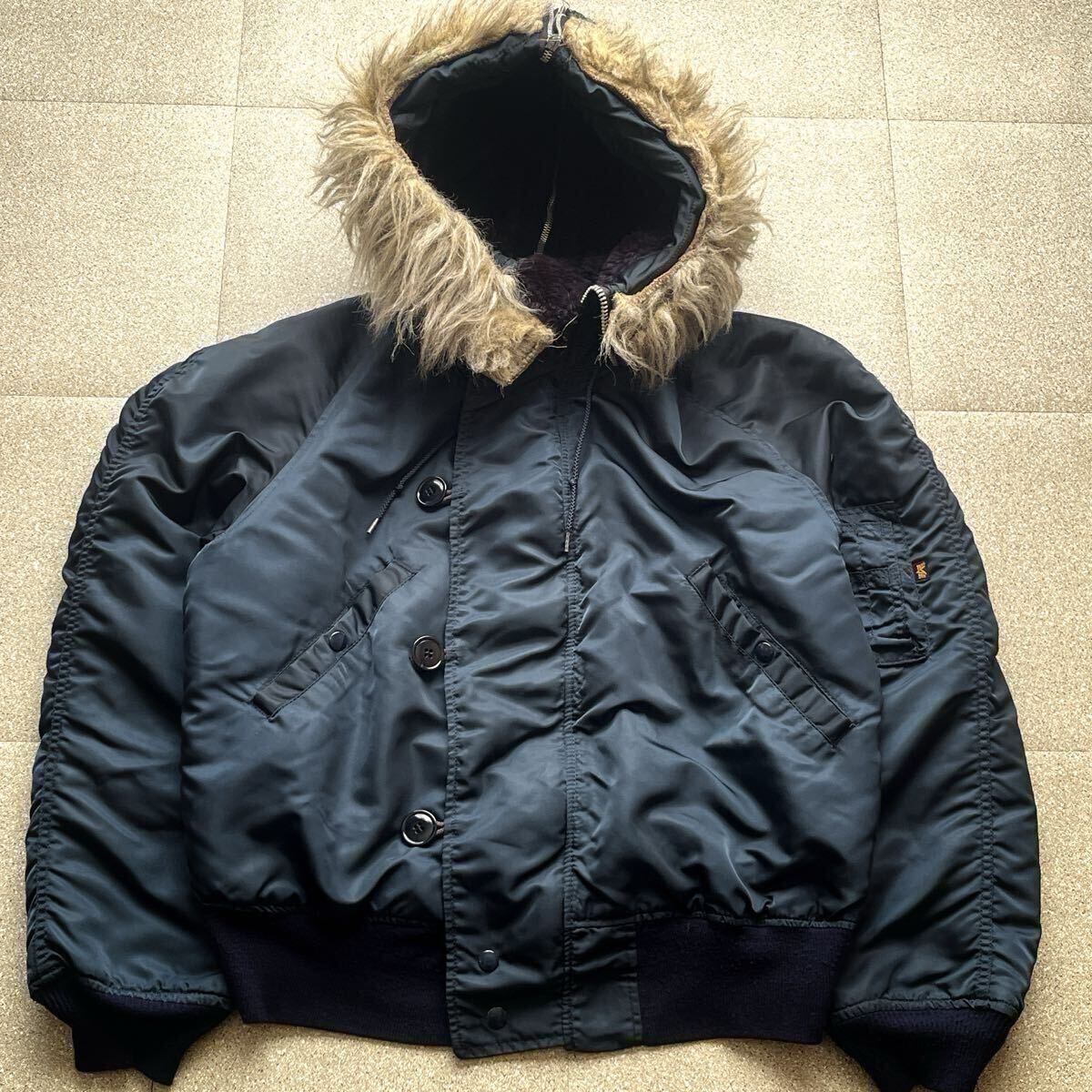 【美しきネイビー 希少90s】USA製 ALPHA INDUSTRIES アルファインダストリーズ N2-B フライトジャケット ミリタリー fur jacket y2k拍卖