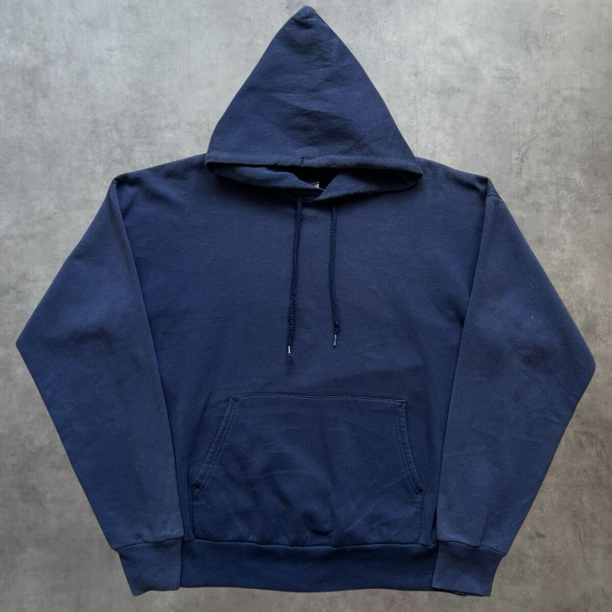 90s Hanes サンフェード 茄子紺 パーカー 無地 ヴィンテージ ビンテージ 90年代 検 50s 60s USA製 ダブルフェイス RUSSELL 前V スウェット拍卖