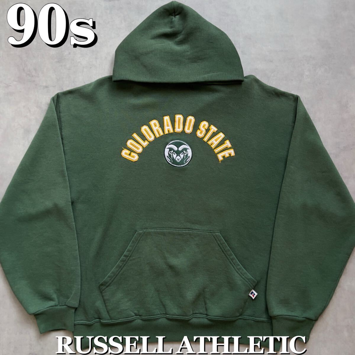 90s RUSSELL サンフェード カレッジ パーカー ヴィンテージ ビンテージ ラッセル 90年代 検 50s 60s USA製 スウェット Champion リバース拍卖
