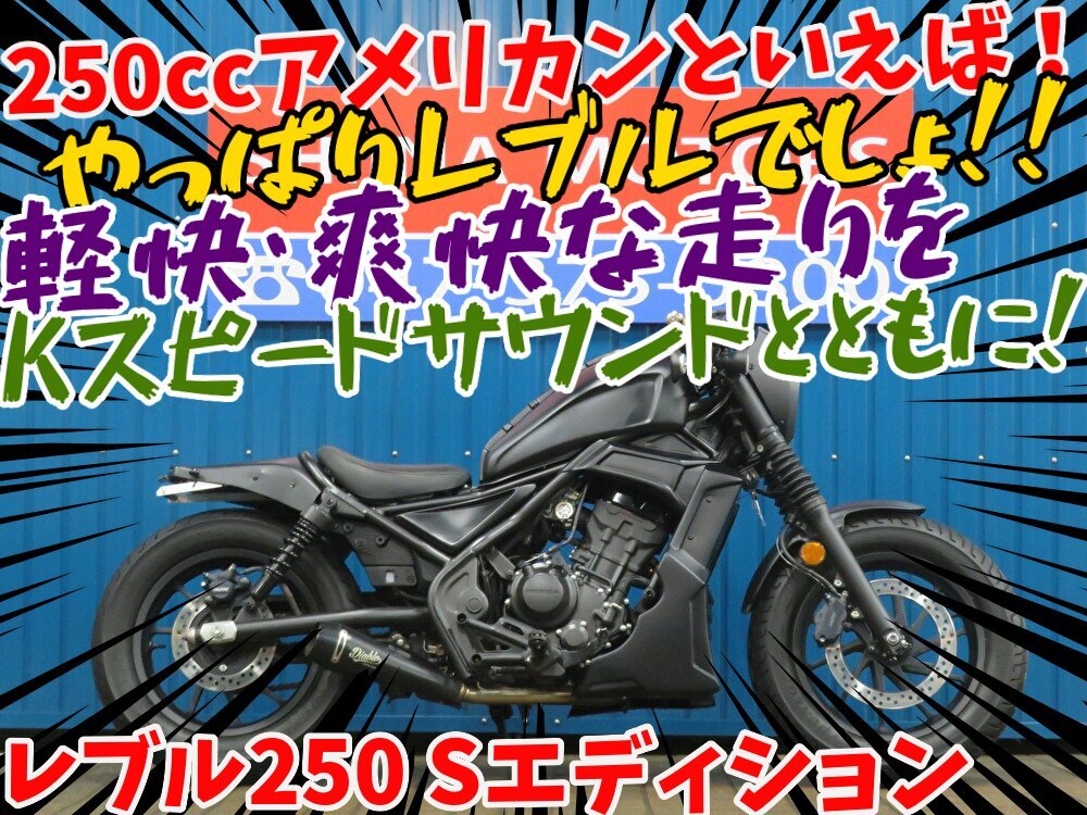 ■『秋の免許取得10万円応援キャンペーン』11月末まで開催中■日本全国デポデポ間送料無料!ホンダ レブル250Sエディション A1238 カスタム拍卖
