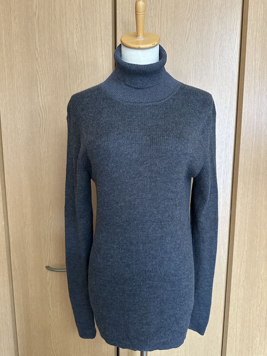 ◇無印良品 MUJI 首元のチクチクを抑えた 長袖 ウール100% リブニット Lサイズ◇拍卖