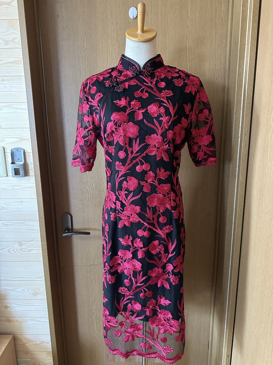 ◇大きいサイズ 民族調 花刺繍 チャイナドレスワンピース XXLサイズ◇古着レトロ拍卖