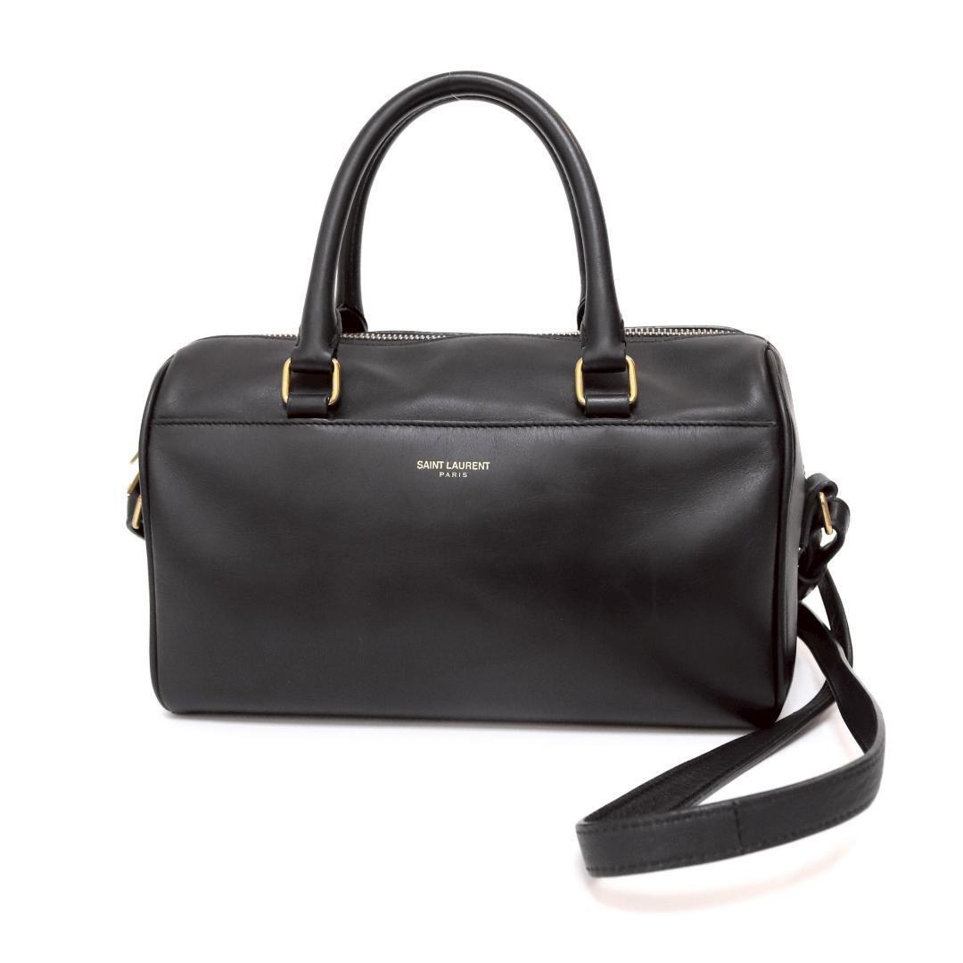 美品 サンローラン ナノダッフル12 黒 レザー ミニボストン 905拍卖