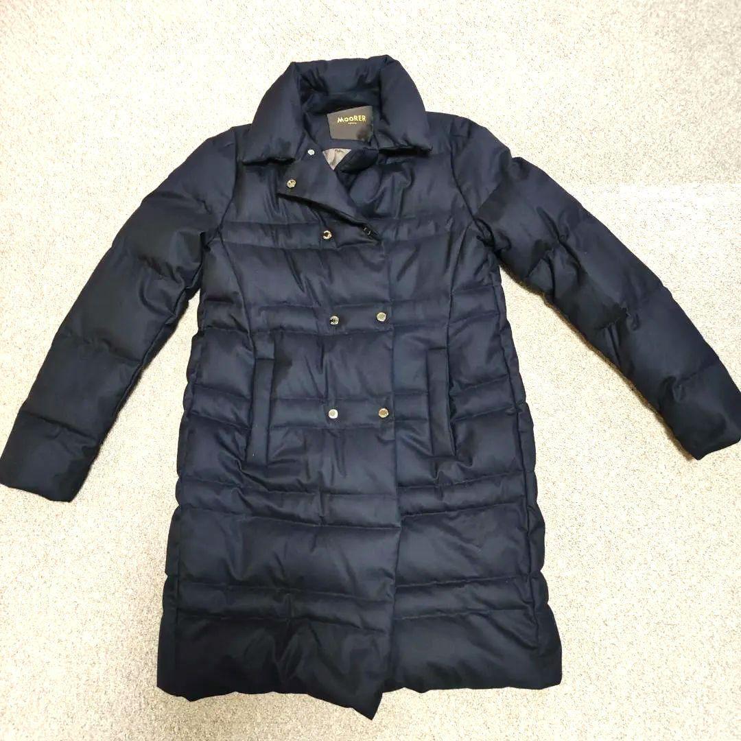 極美品ムーレー カシミヤ×グースダウン 高級コート 紺 44 伊製 1011拍卖