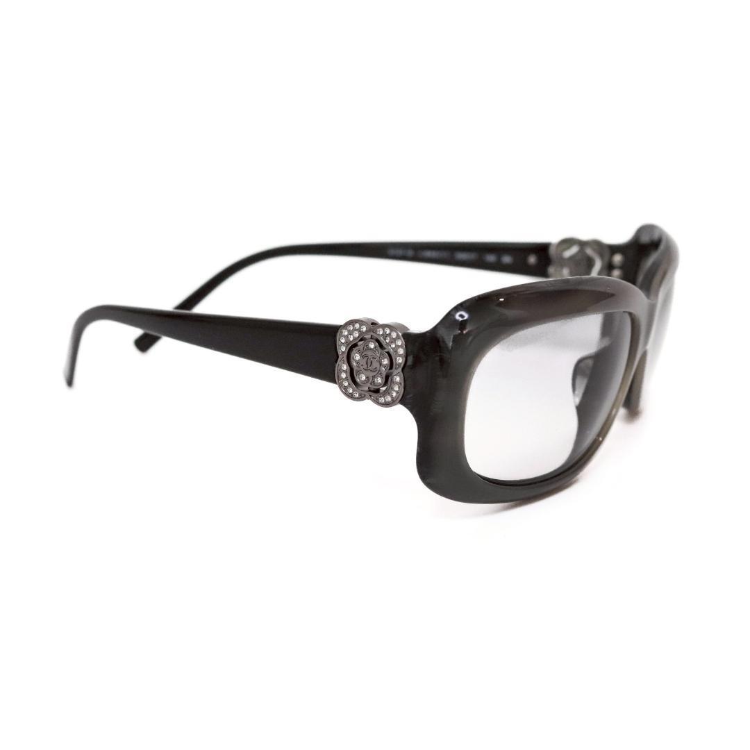 美品 CHANEL シャネル カメリア ラインストーン サングラス 1064拍卖